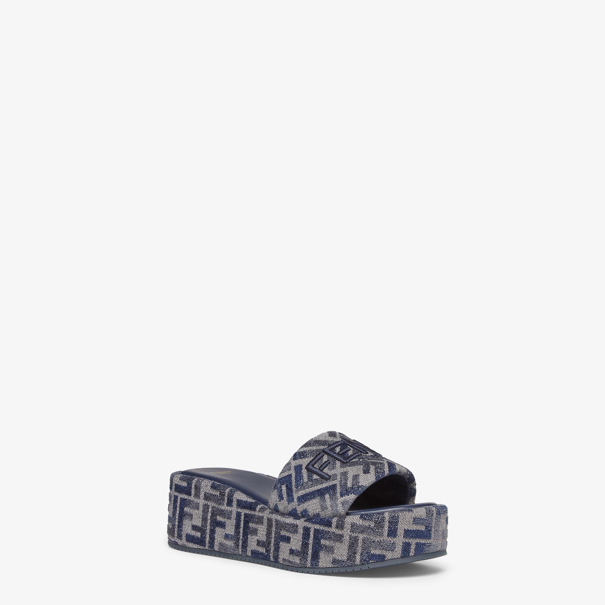 Fendi SunshineBlue FF denim flatform slides Product Image