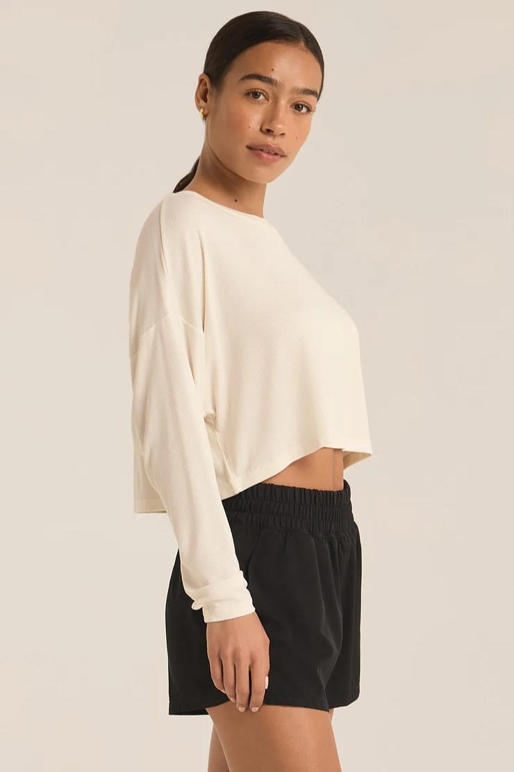 Layer On Rib Long Sleeve Top - Sea Salt Product Image