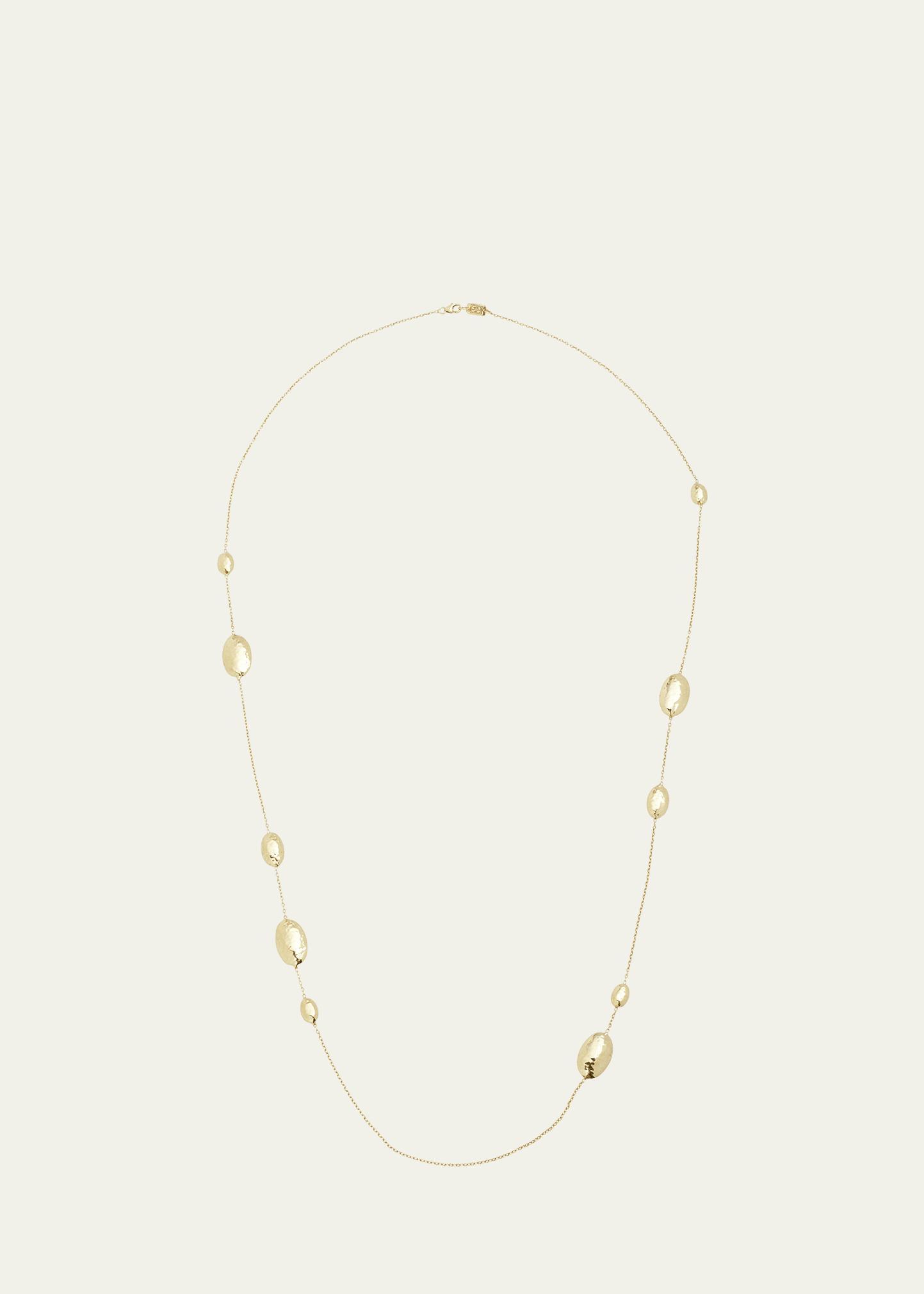 Long Hammered Multi Station Layering Necklace in 18K Gold Product Image