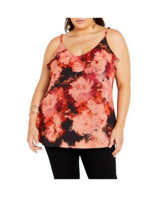 Plus Size Mischa Print Floral V Neck Ruffle Top Product Image