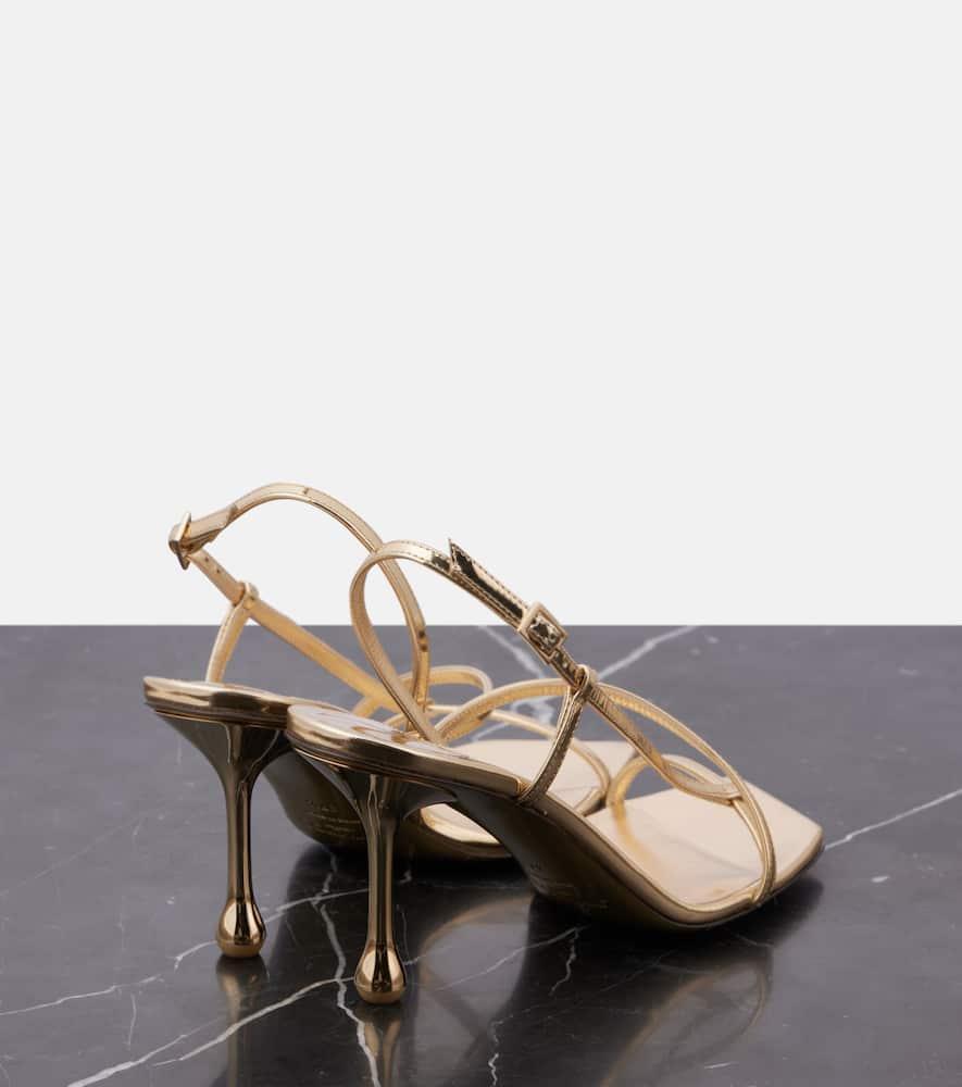 JIMMY CHOO Etana Metallic Strappy Slingback Sandals In Grey Product Image