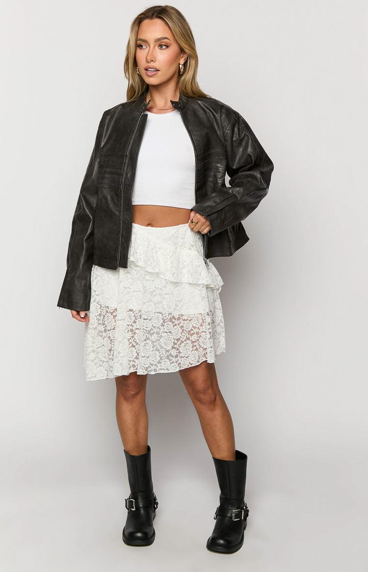 Tuscany White Lace Mini Skirt product image