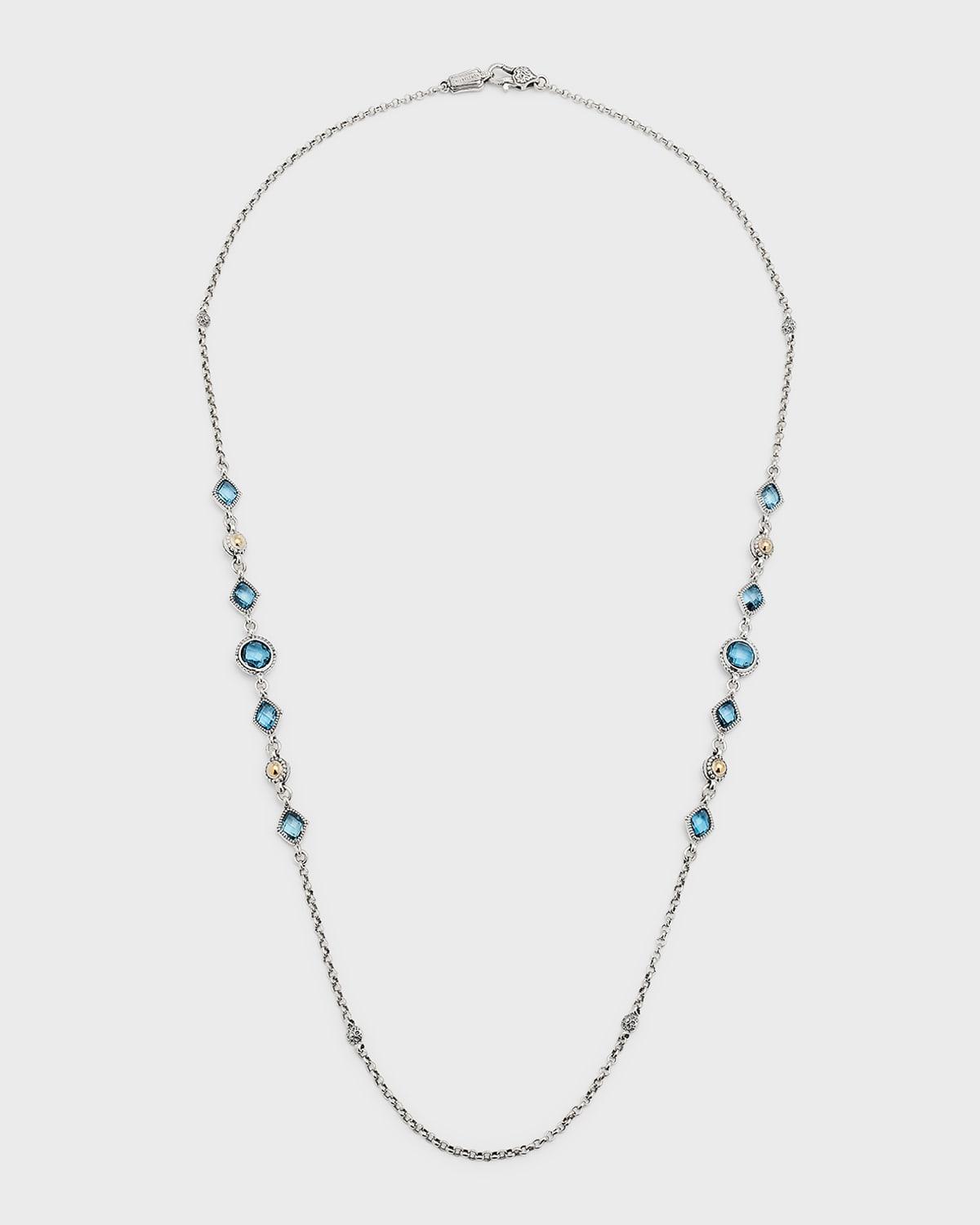 18K Gold and Sterling Silver Blue Spinel Necklace Product Image