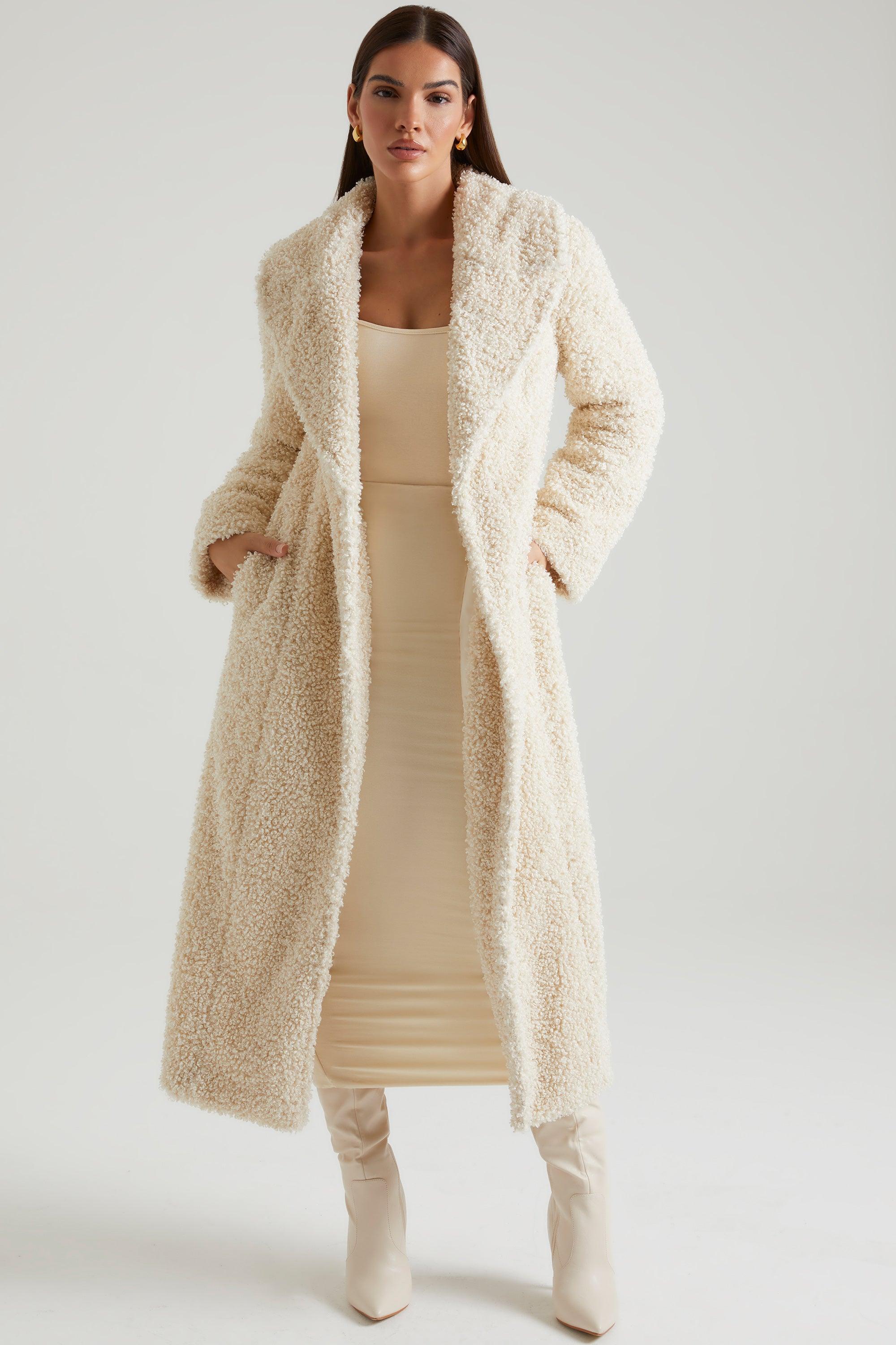 Long Shearling Coat in Cream Product Image