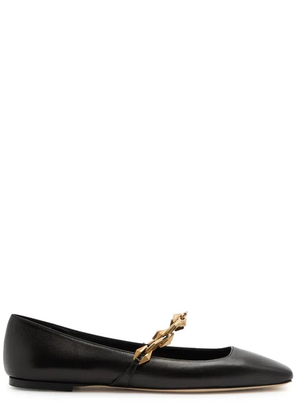 Diamond Tilda Embellished Leather Flats In Black Product Image