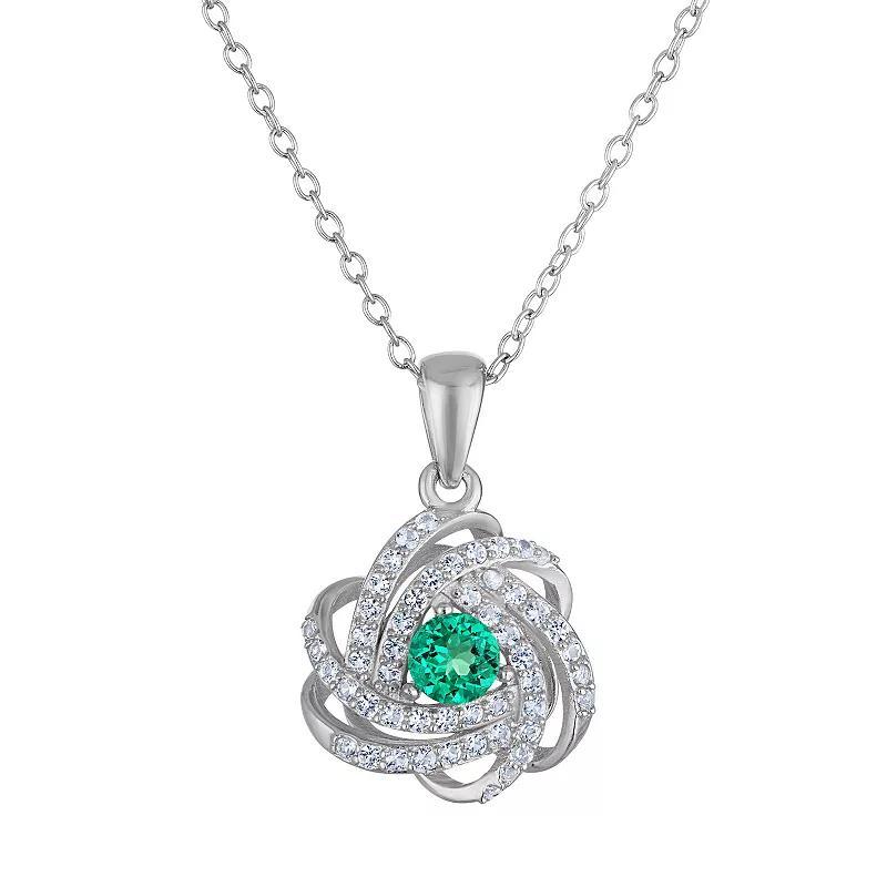 Designs by Gioelli Sterling Silver Gemstone Love Knot Pendant Necklace, Womens, Cr Green Product Image