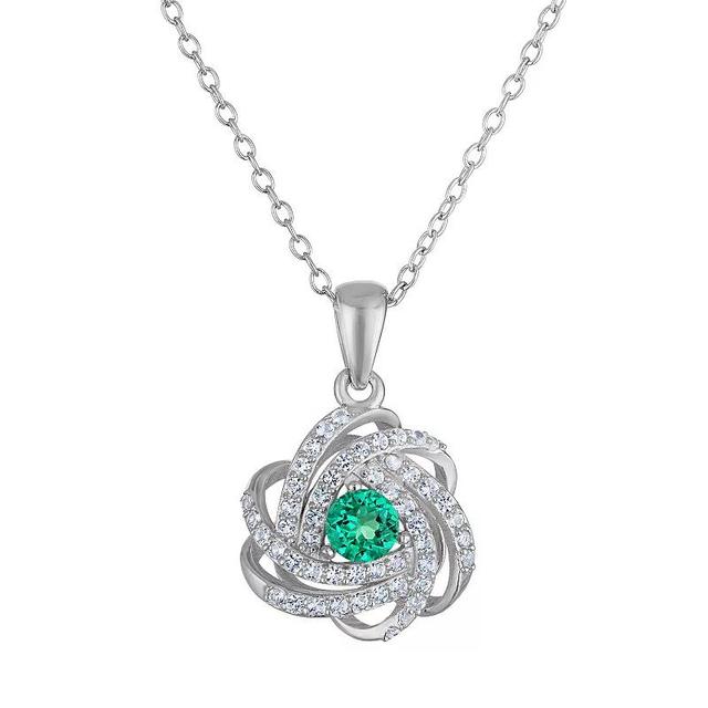 Designs by Gioelli Sterling Silver Gemstone Love Knot Pendant Necklace, Womens, Cr Green Product Image