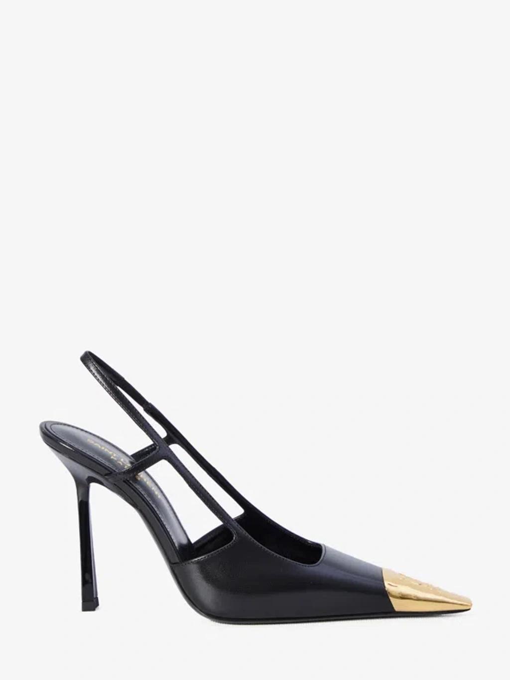 SAINT LAURENT Jeanne 110 Leather Slingback Pumps In Black Product Image