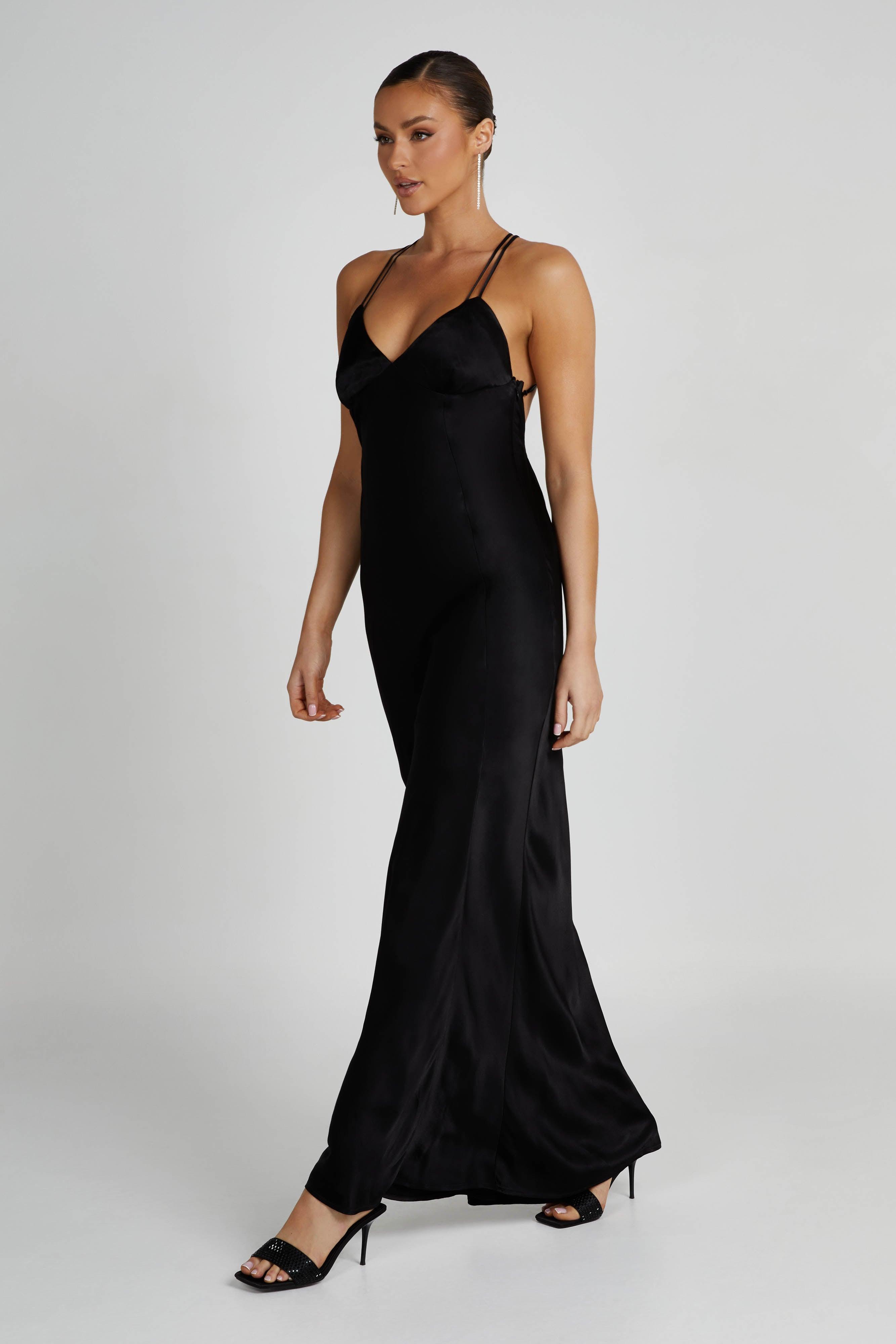 Makari Satin Maxi Dress - Black Product Image