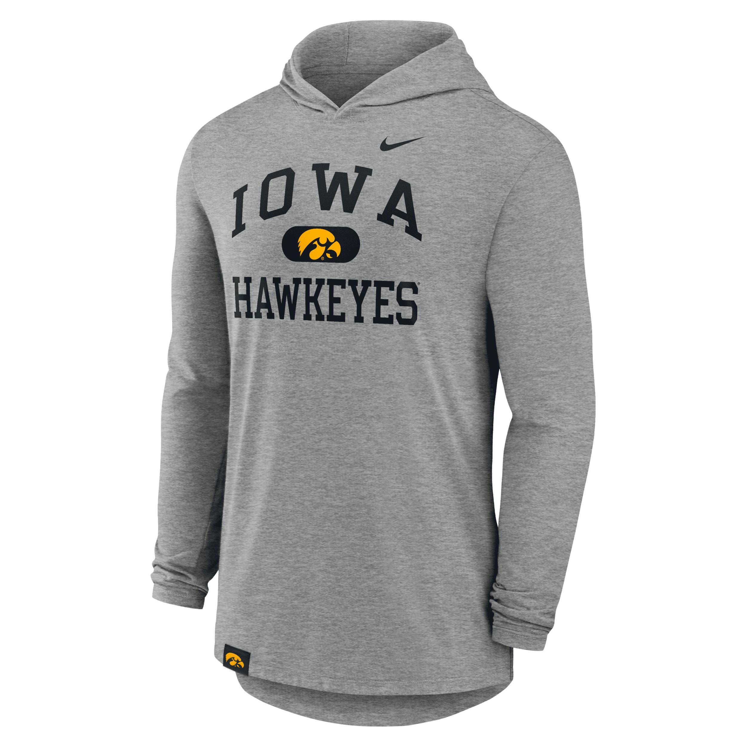 Mens Nike Heather Gray Iowa Hawkeyes Blitz Hoodie Long Sleeve T-Shirt Product Image