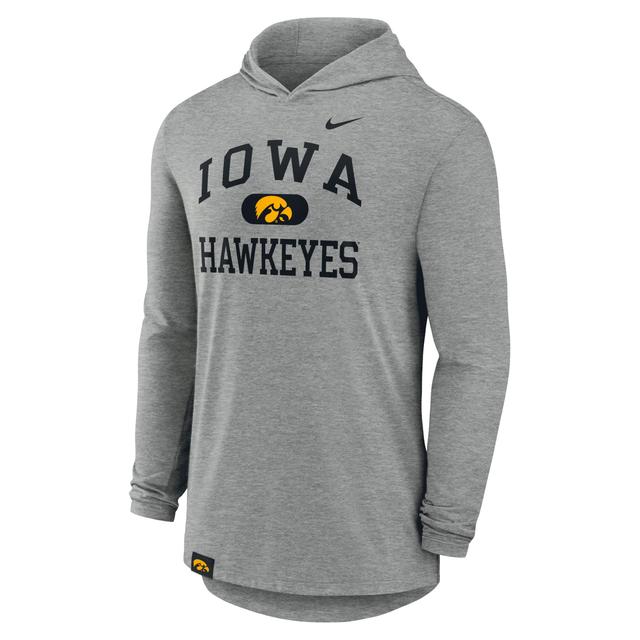 Mens Nike Heather Gray Iowa Hawkeyes Blitz Hoodie Long Sleeve T-Shirt Product Image