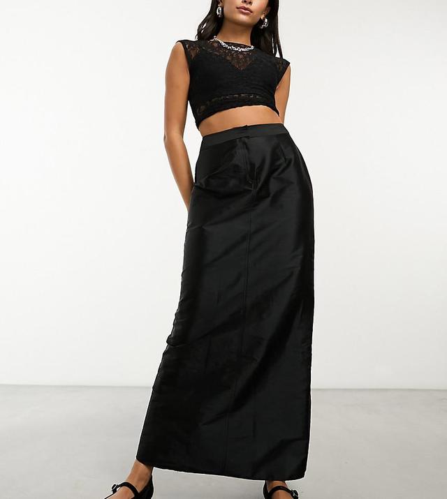 COLLUSION sporty maxi skirt with fishtail detail in black  Product Image