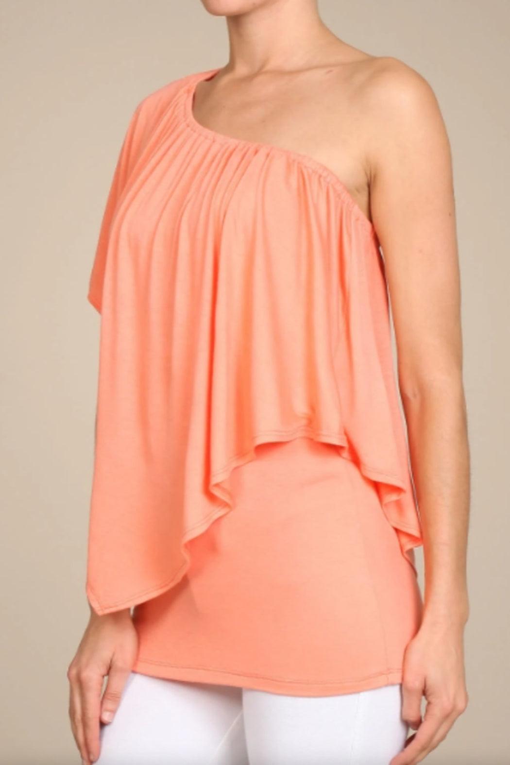 Convertible Neckline Top - Apricot Female Product Image