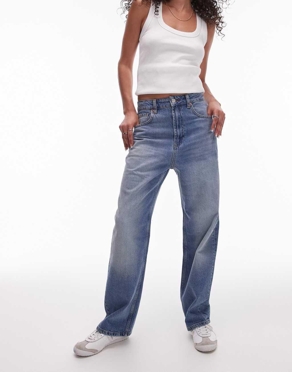 Topshop awkward barrel jeans in vintage blue product image