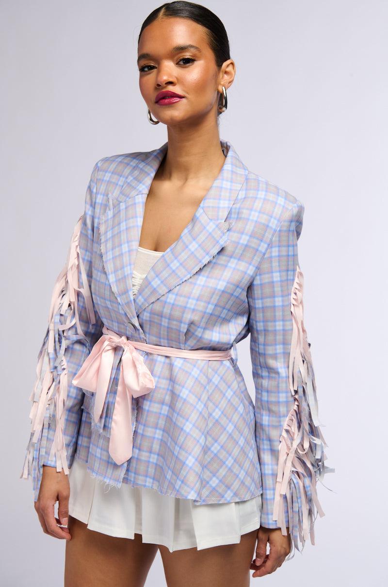 SHABBY CHIC PLAID BLAZER WITH RIBBONS Product Image