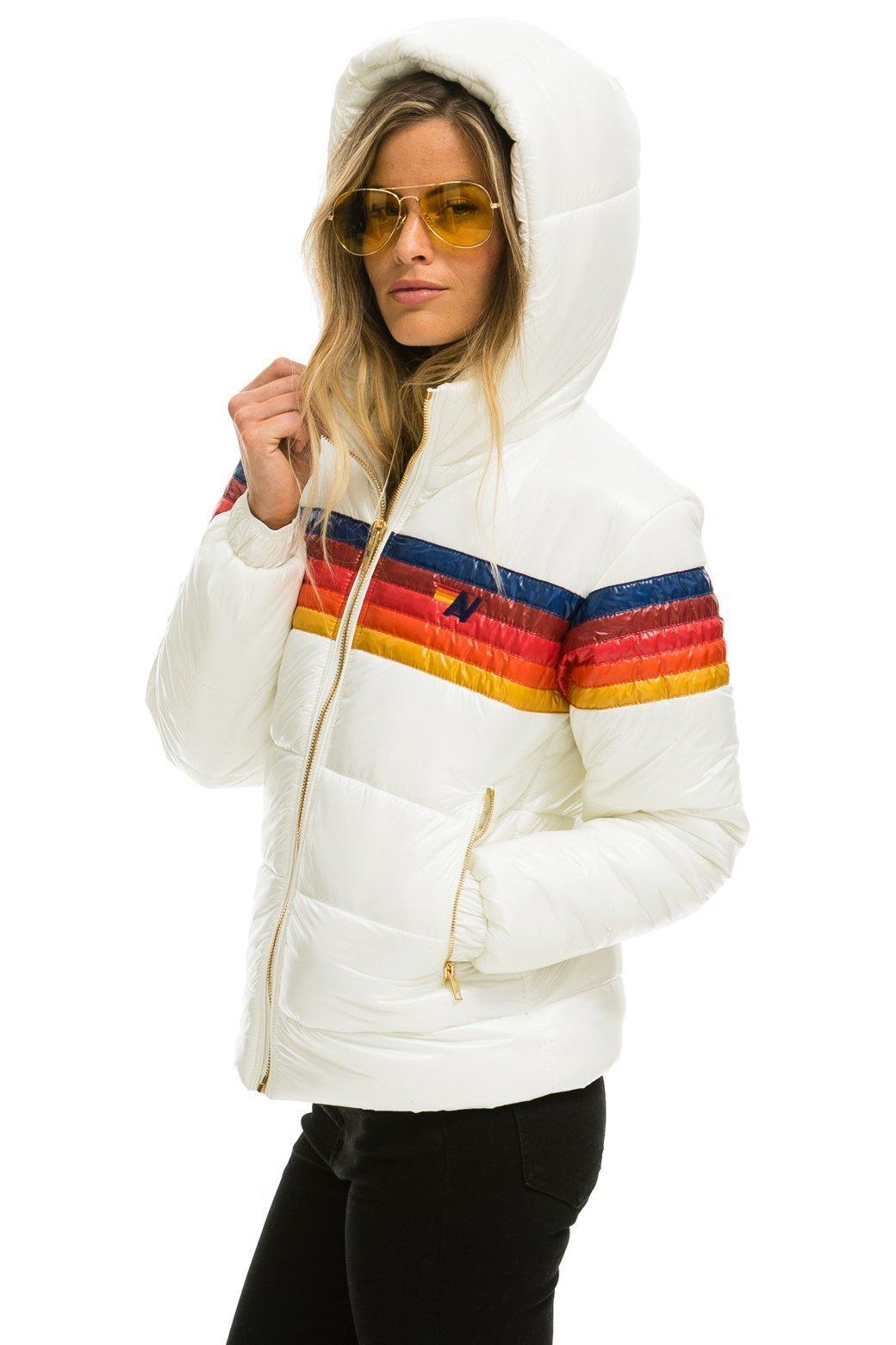 5 STRIPE LUXE TREKKER JACKET - GLOSSY WHITE Female Product Image