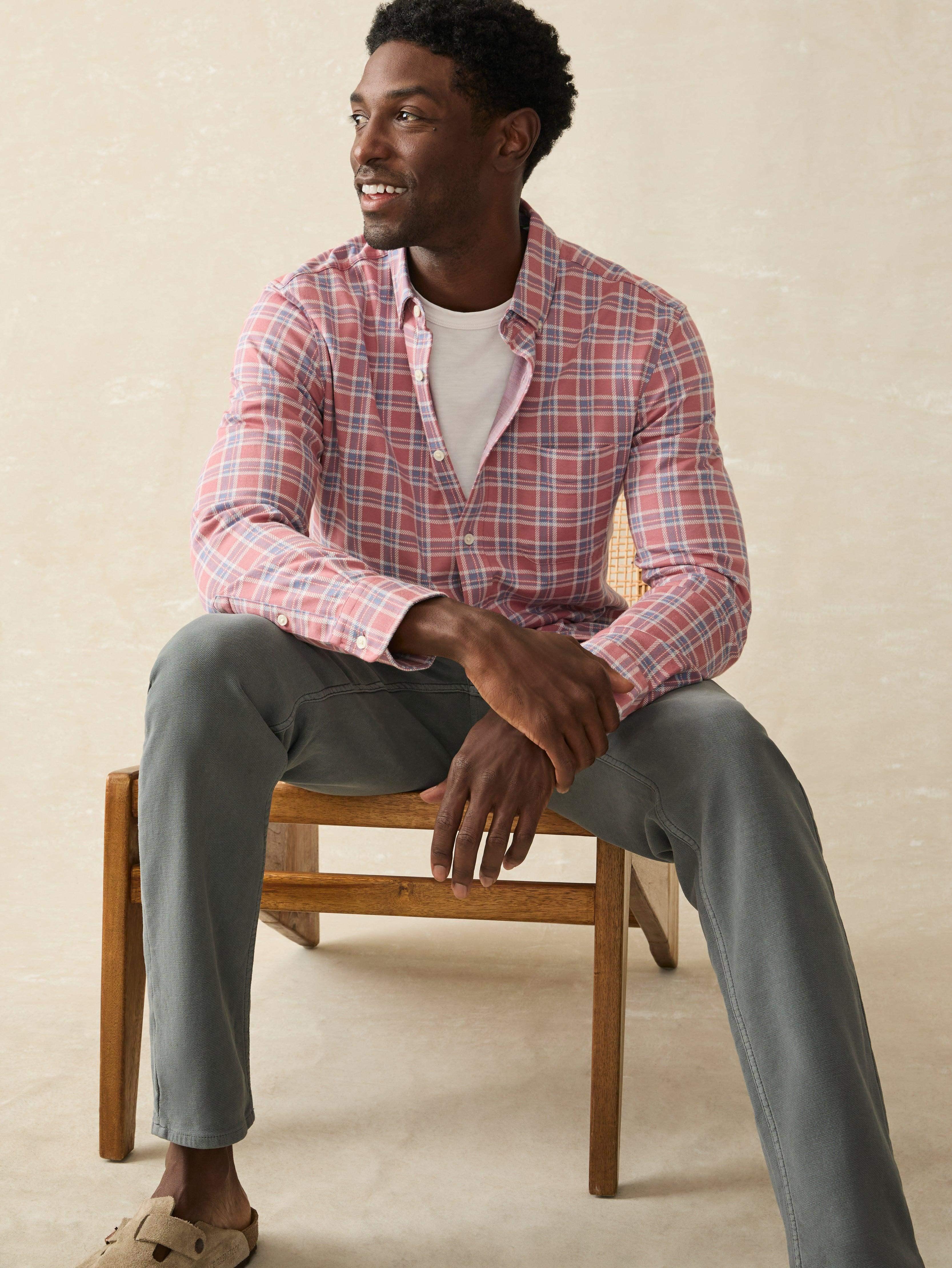 Coastline Knit Shirt (Tall) - River Rose Plaid Male Product Image