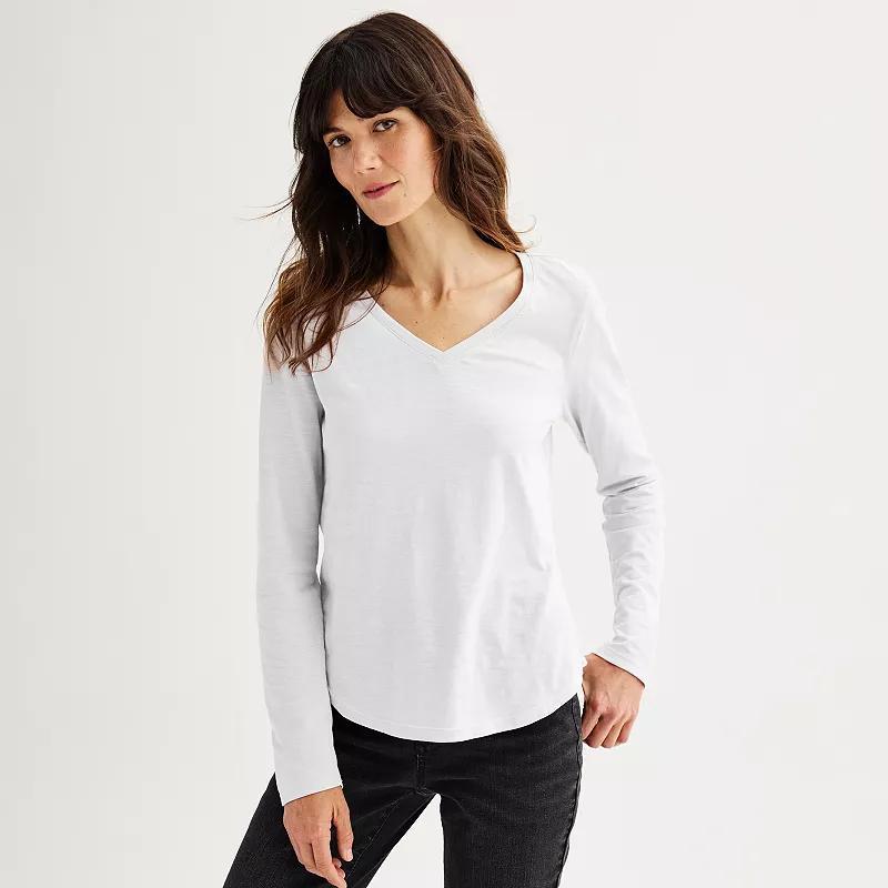 Womens Sonoma Goods For Life Everyday Long Sleeve V-Neck Tee Product Image