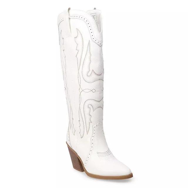 SO Briely Womens Tall Western Boots Ivory Product Image