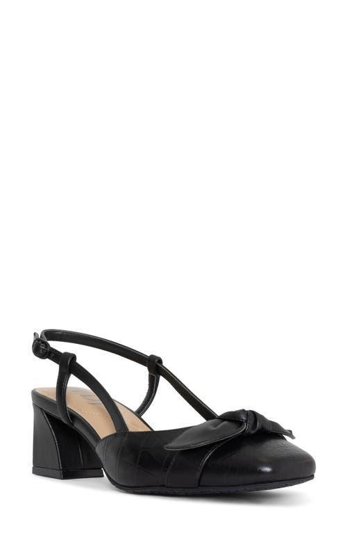 NYDJ Womens Sallie Slingback Heels in Black, Regular, Size: 7 | Leather Product Image