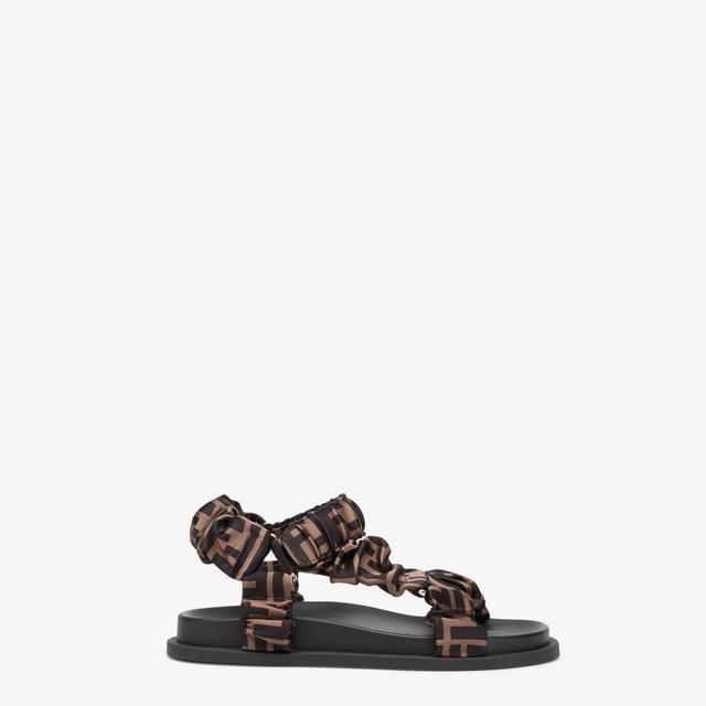 Fendi FeelBrown satin sandals Product Image