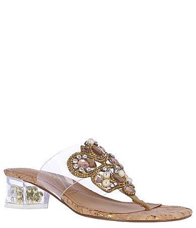 J. Renee Maribela Clear Vinyl Rhinestone Embellished Thong Sandals Product Image