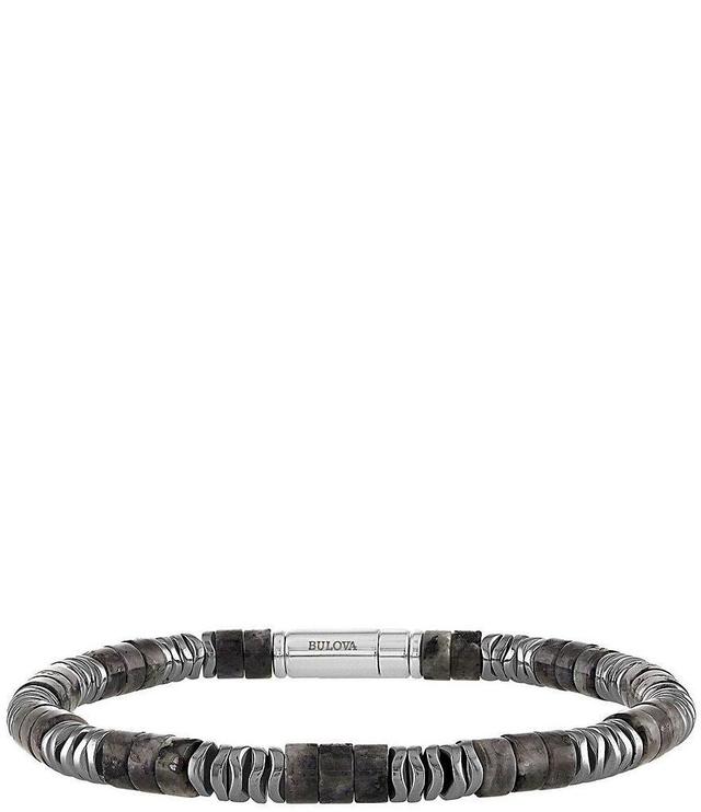 Bulova Men's Sterling Silver Beaded Line Bracelet Product Image