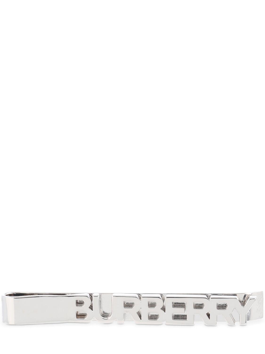 BURBERRY Logo Tie Bar In Silver Product Image