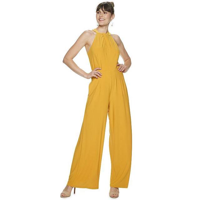 Womens Nina Leonard Wide-Leg Halter Jumpsuit Red Product Image