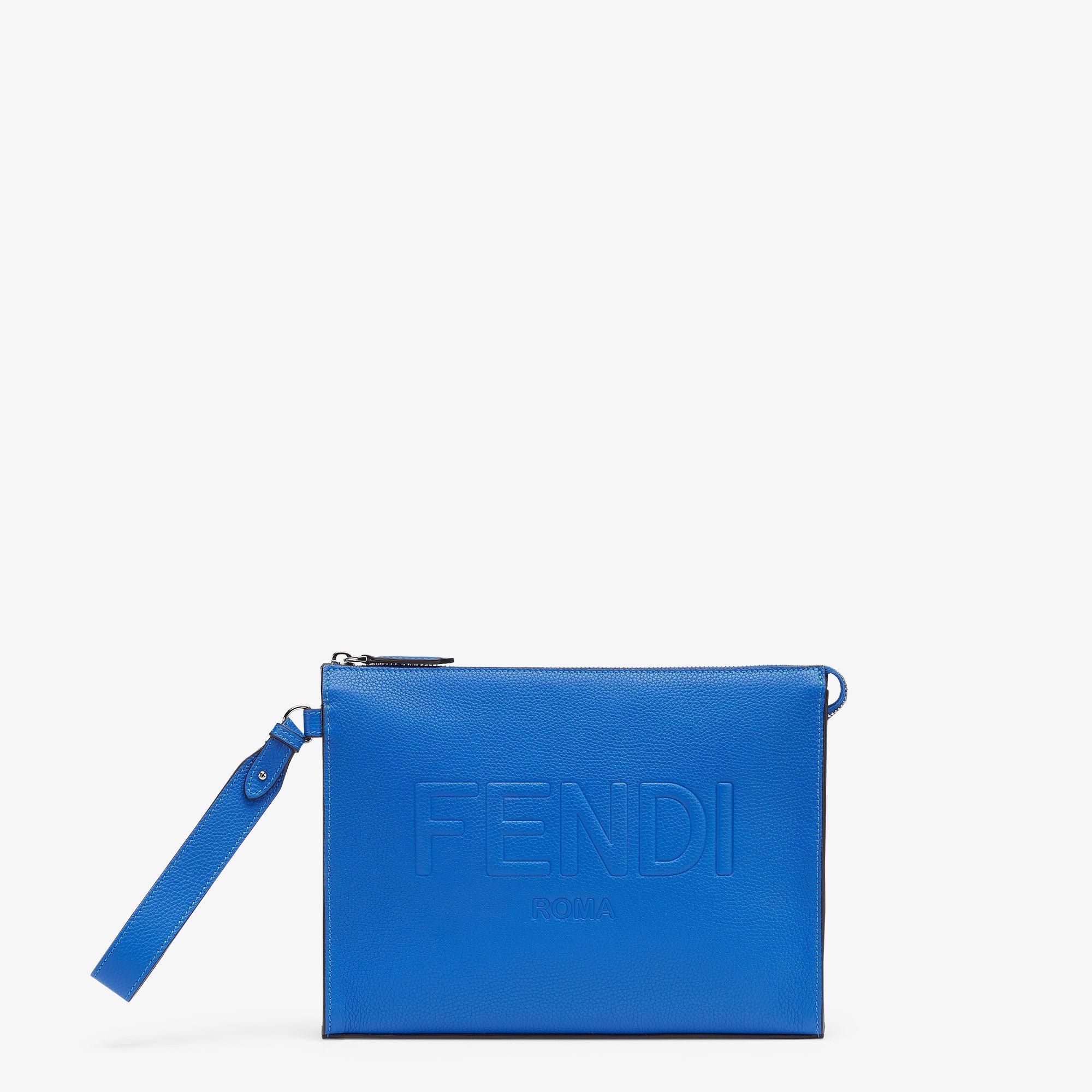 Leather Fendi Roma Flat PouchBlue leather pouch Product Image