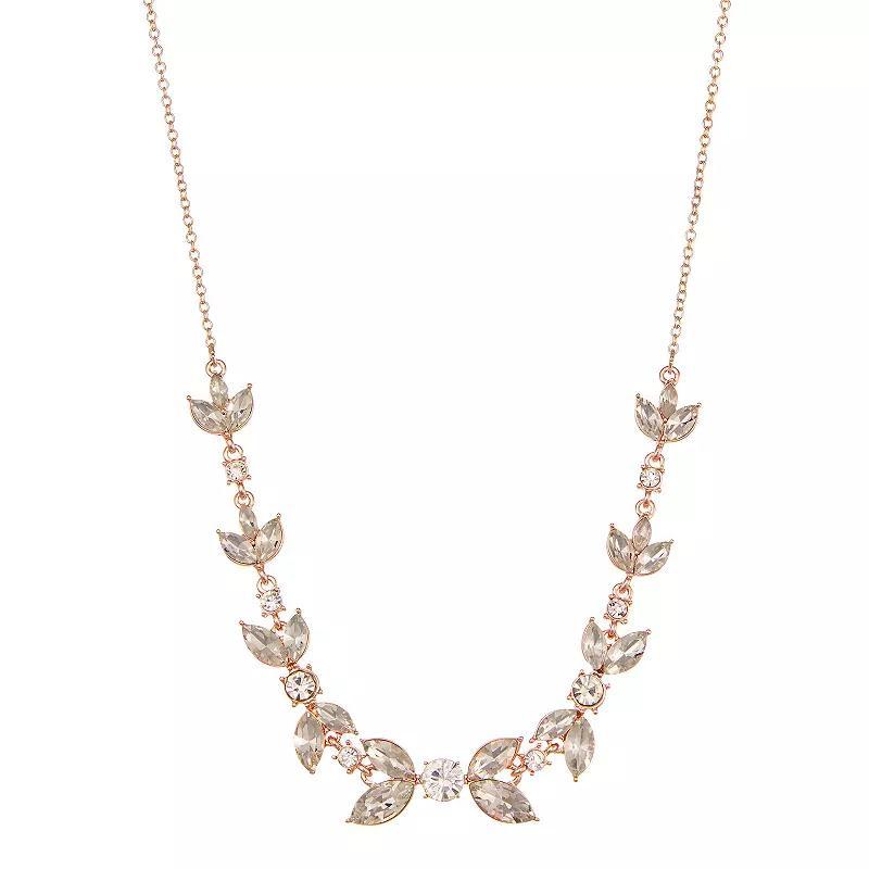 Youre Invited Rose Gold Tone Crystal Frontal Necklace, Womens Product Image