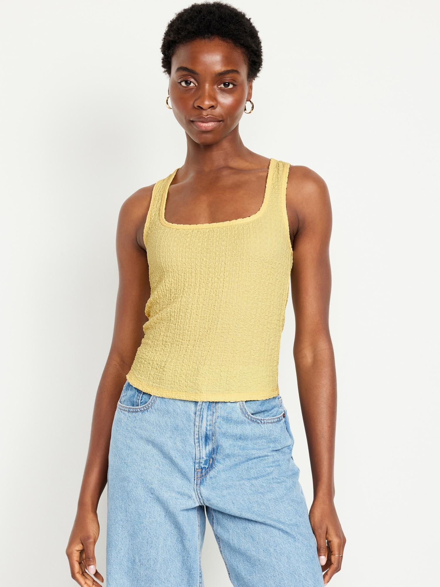 Square-Neck Textured Tank Top Product Image