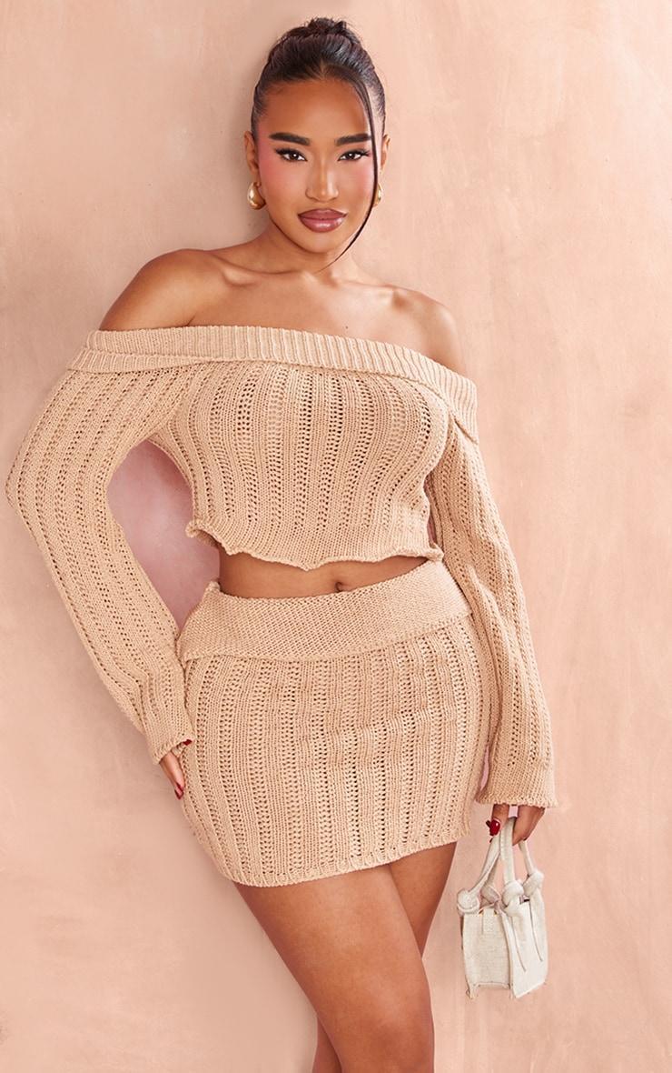 Shape Mocha Knit Foldover Mini Skirt Product Image