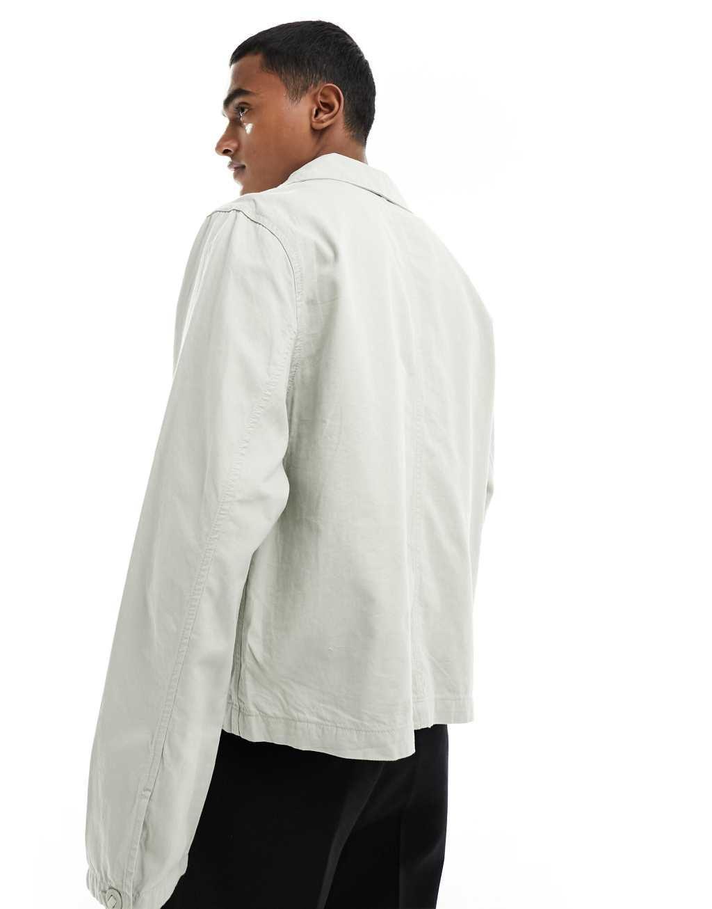 Weekday Viktor linen blend jacket in beige Product Image