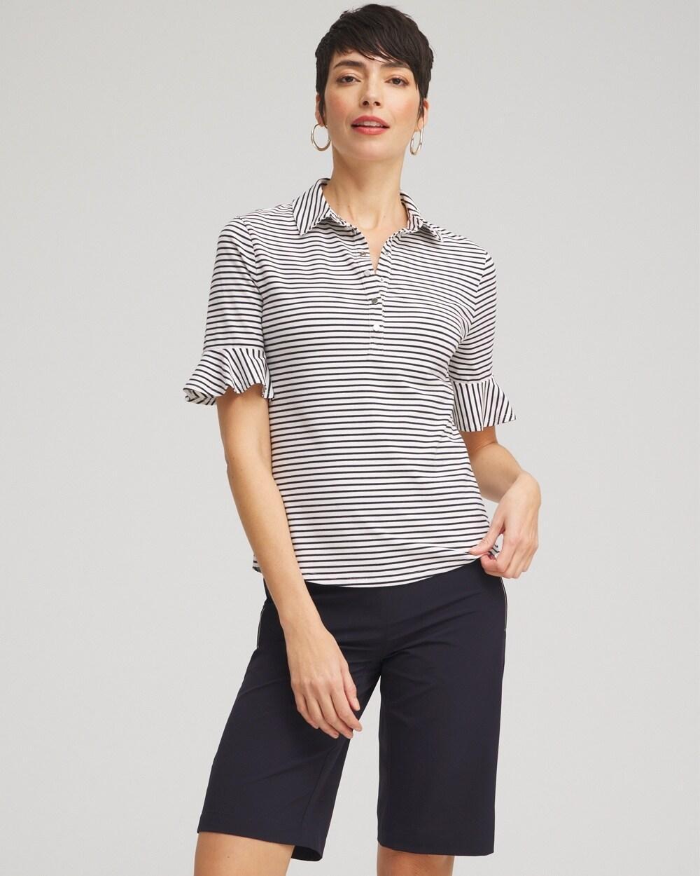 Zenergy® UPF Knit Stripe Ruffle Polo Product Image