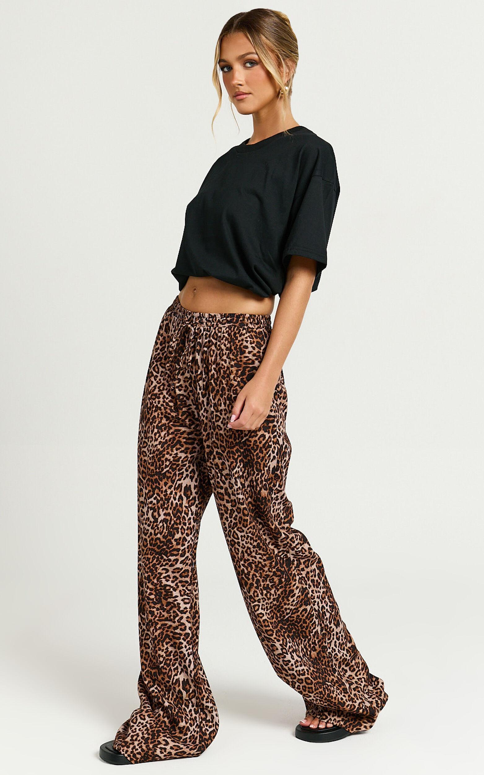 Lopez Pants - Elasticated Straight Leg Pants in Tonal Leopard Print Product Image