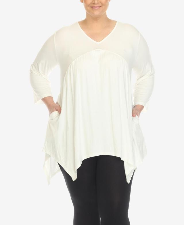 White Mark Plus Size Empire Cut V-neck Tunic Top Product Image