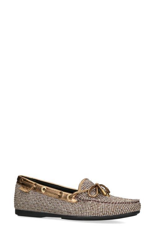 Kurt Geiger London Houndstooth Rhinestone Studded Eagle Bow Detail Moccasins Product Image