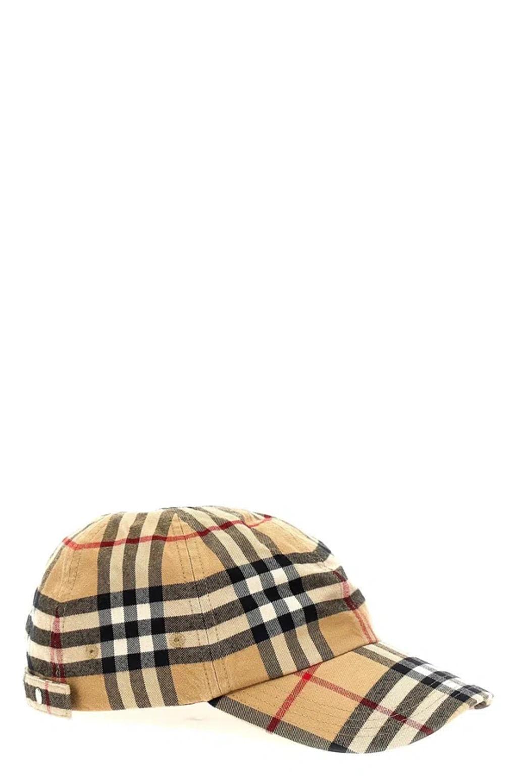 BURBERRY Check Printed Baseball Cap In Cream Product Image