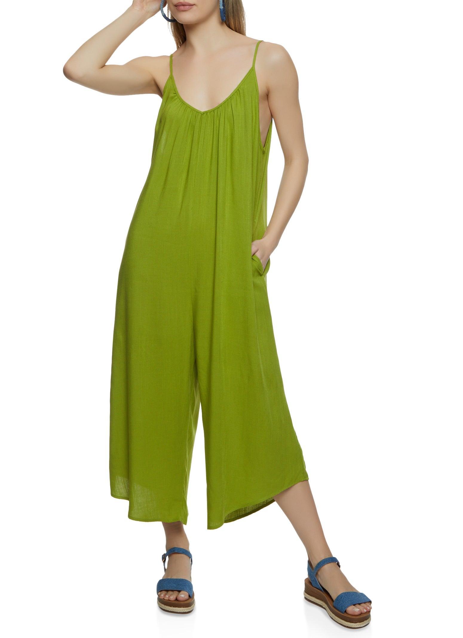 Womens Cropped Wide Leg Jumpsuit Product Image