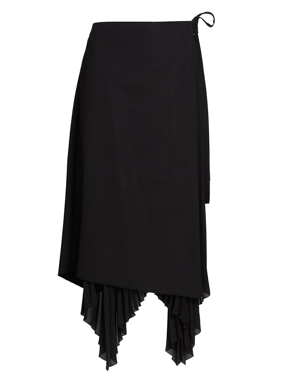 Womens Pleated Wool-Blend Midi-Skirt product image