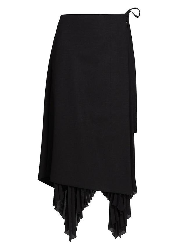 Womens Pleated Wool-Blend Midi-Skirt Product Image