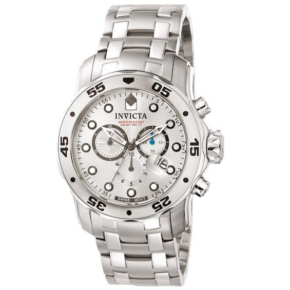 Men's Invicta Pro Diver Chronograph Watch with Silver-Tone Dial (Model: 0071) Product Image