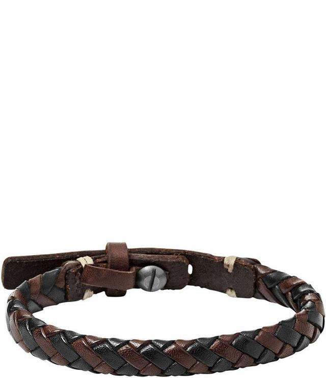 Fossil Braided Woven Leather Adjustable Line Bracelet Product Image