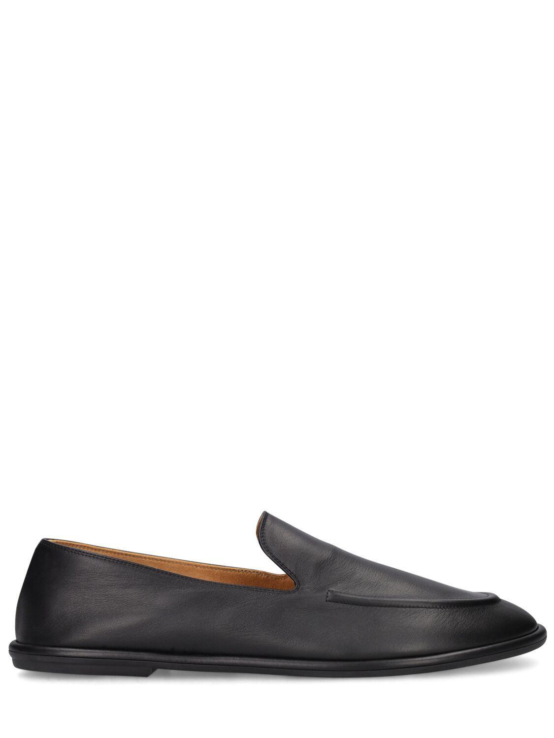 Round Toe Vegan Leather Loafers In Black Product Image