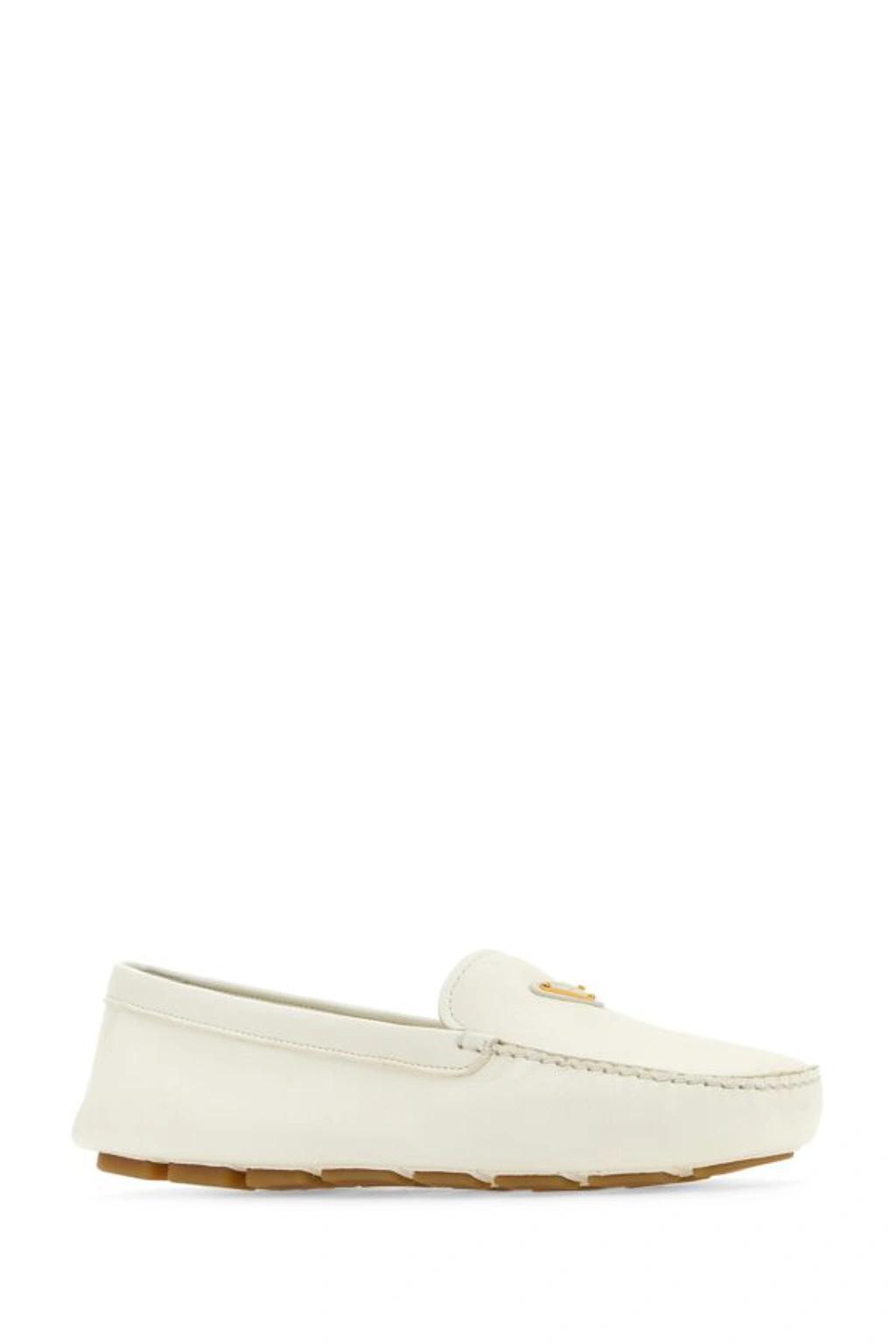 PRADA Leather Loafer In Ivory Product Image