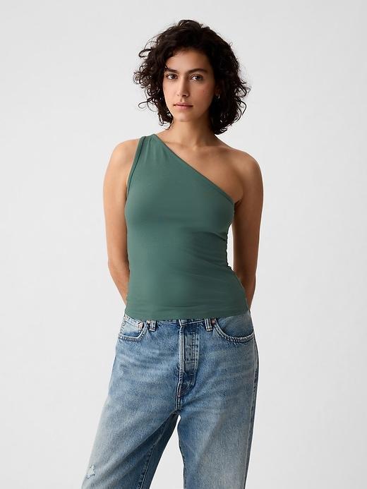 Modern One-Shoulder Cropped Tank Top Product Image