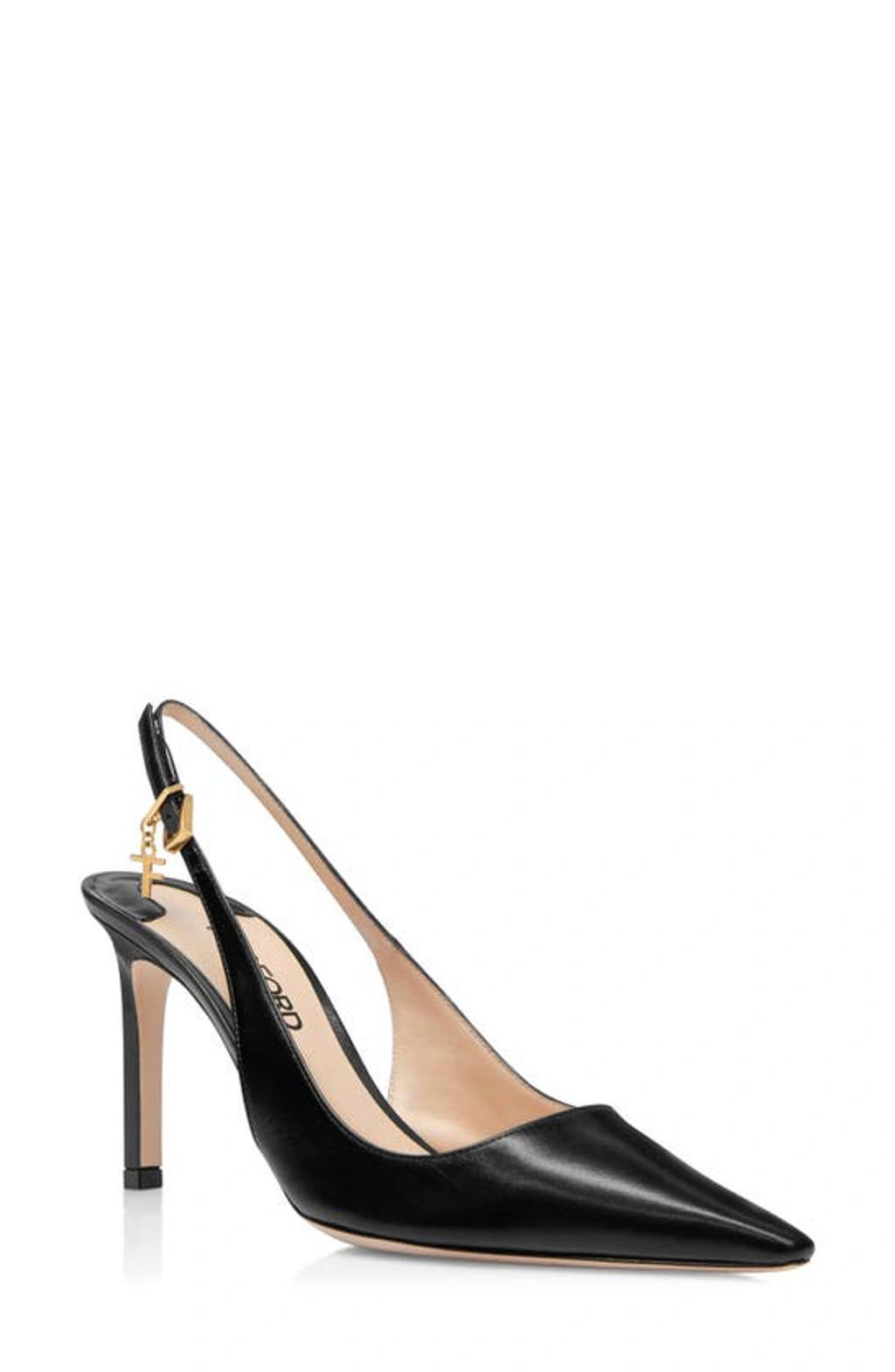 TOM FORD Angelina Leather Charm Slingback Pumps In Black Product Image