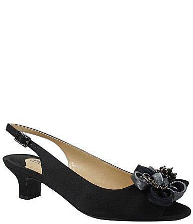 J.Renee Leonelle Special Occasion Cocktail Party Black Satin 6 - 10.5 WW Product Image
