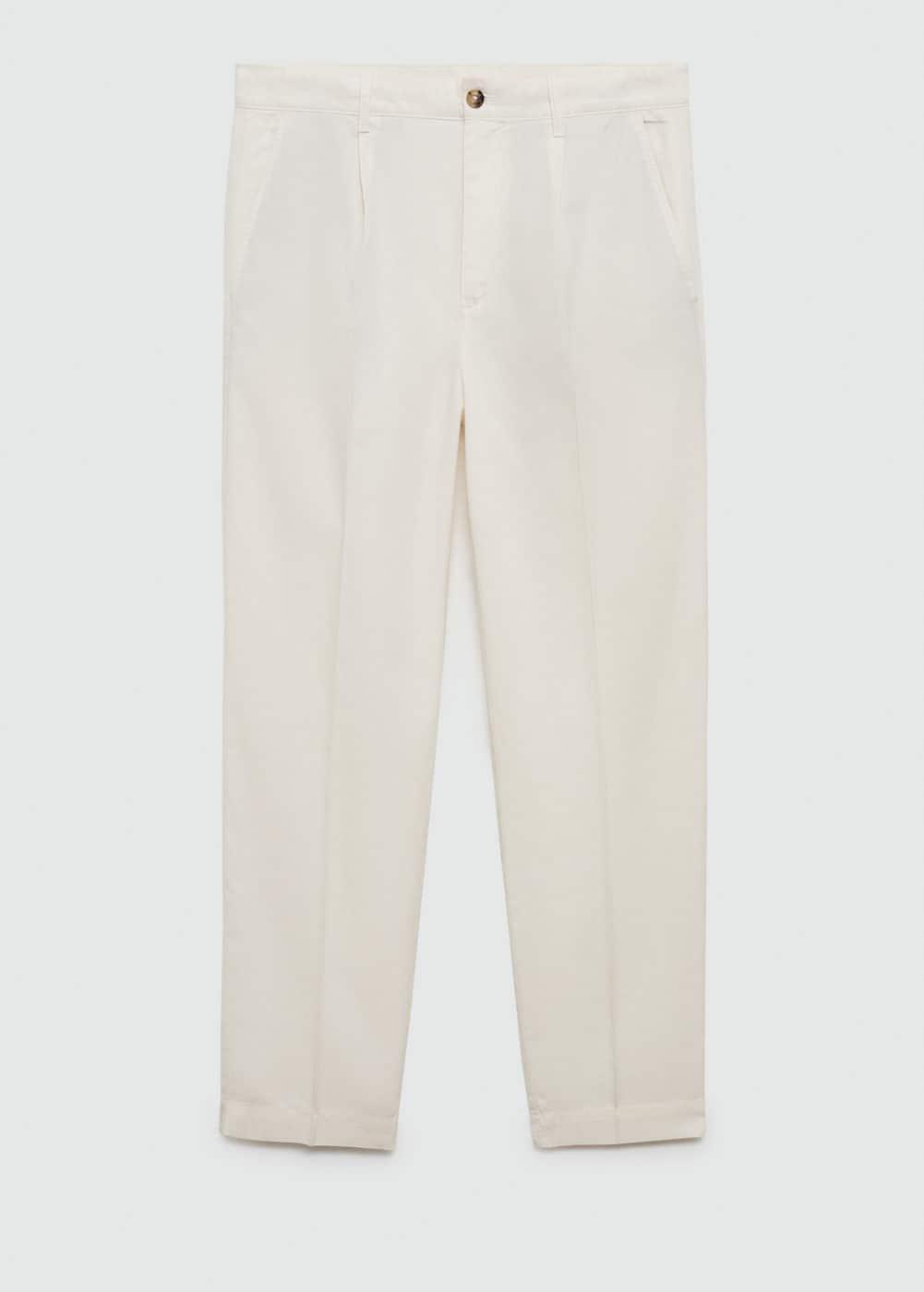 MANGO MAN - Cotton lyocell pleated pants off whiteMen Product Image